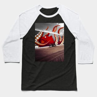 Red Octopus Coney Island Brooklyn NYC Baseball T-Shirt